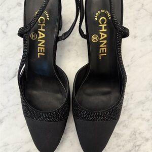 CHANEL Black Strappy Heels